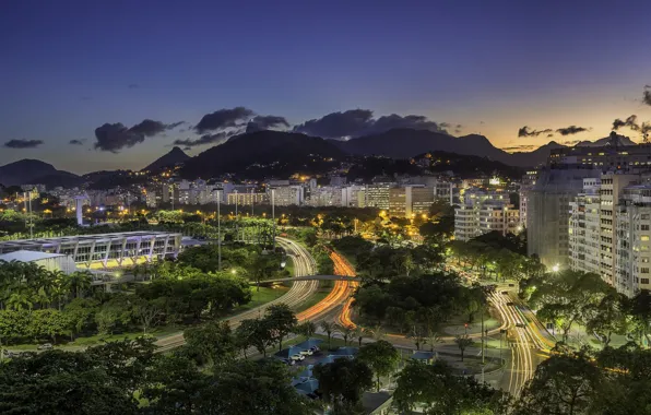 Картинка небо, ночь, огни, Бразилия, Рио-де-Жанейро, Rio de Janeiro