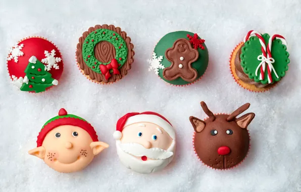 Картинка Новый Год, Рождество, Christmas, Merry Christmas, Xmas, cupcake, кексы, decoration, holiday celebration