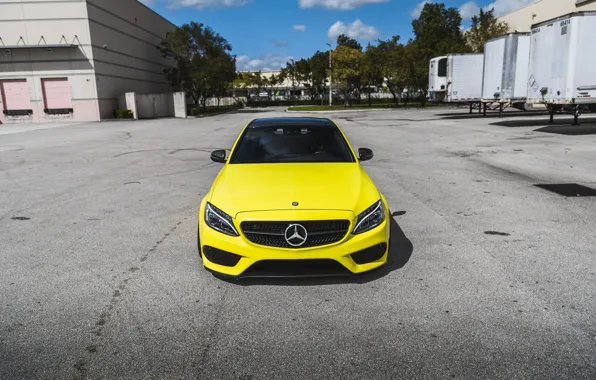 Картинка Mercedes, Front, AMG, Yellow, C63, Face, Poisonous