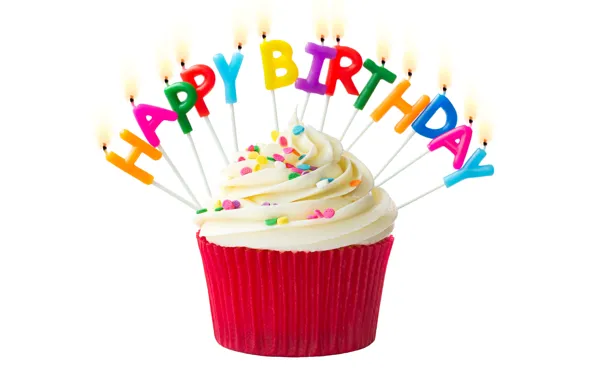 Картинка свечи, colorful, rainbow, cake, крем, Happy Birthday, colours, cupcake, кекс, celebration, cream, decoration, candle, День …