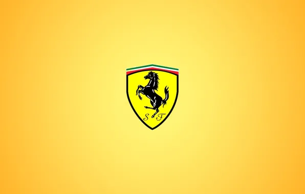 Картинка жёлтый, лого, Ferrari, феррари, fon, жребец