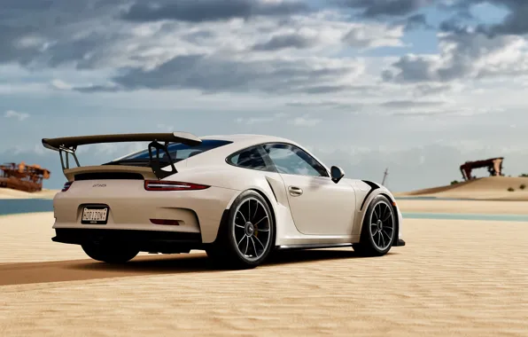 Картинка песок, белый, спорткар, Porsche 911 GT3 RS