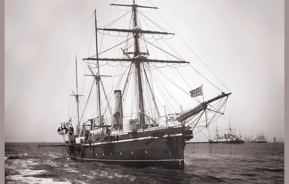 Картинка ретро, корабль, парусный, 1888 год