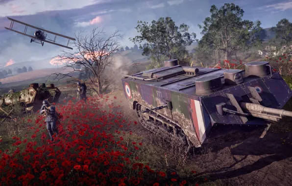 Картинка танк, Battlefield 1, поле битва