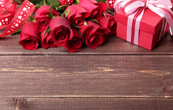 Картинка подарок, романтика, розы, colorful, лента, red, бант, beautiful, Valentine's Day, gift, roses, romance, день святого …