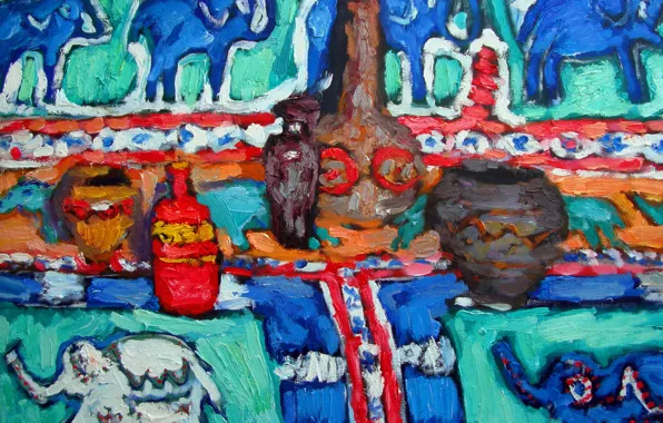 Картинка посуда, натюрморт, слоны, 2011, тары, Петяев
