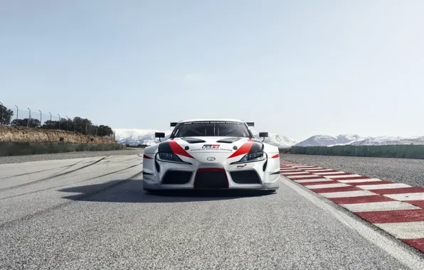 Картинка асфальт, трасса, Toyota, вид спереди, 2018, GR Supra Racing Concept