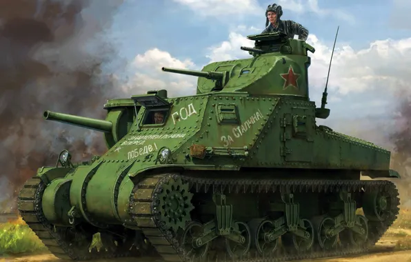 Картинка СССР, Lee, периода Второй мировой войны, американский средний танк, Восточный фронт