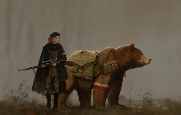 Картинка gun, game, bear, weapon, woman, cross, uniform, seifuku, Scythe