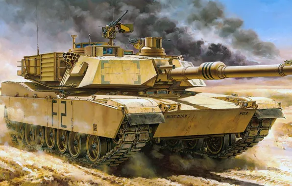Картинка США, Abrams, Абрамс, основной боевой танк, ОБТ, M1A2