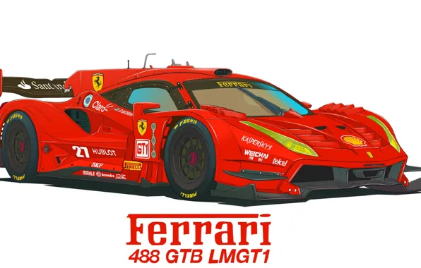 Картинка Рисунок, Ferrari, 488 GTB, LMGT1