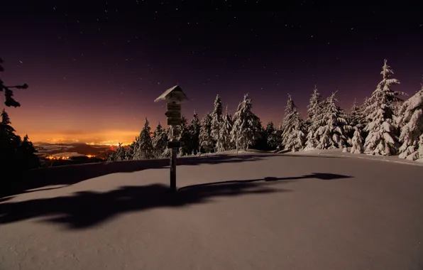 Картинка Зима, Ночь, Снег
