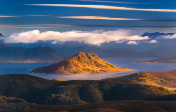 Картинка небо, облака, остров, Австралия, Тасмания