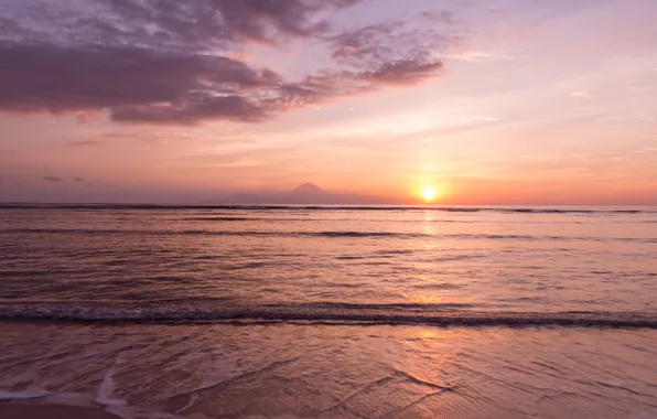 Картинка море, волны, пляж, лето, небо, закат, берег, summer, beach, sky, sea, sunset, pink, seascape, beautiful, …