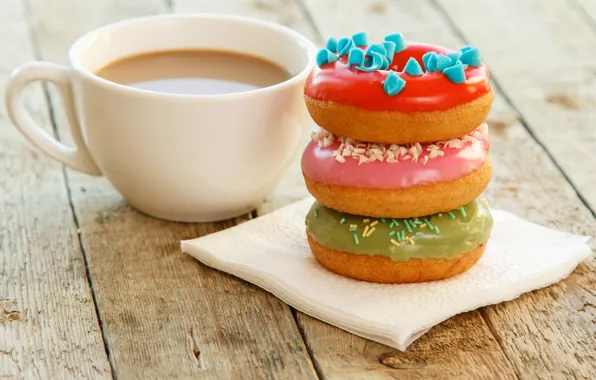 Картинка кофе, пончики, cup, глазурь, coffee, donuts