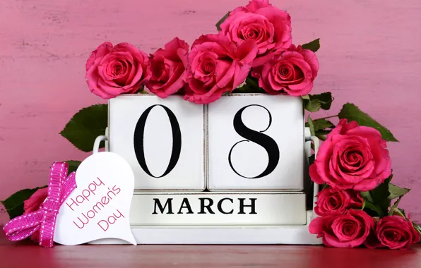 Картинка цветы, праздник, розы, 8 марта, числа, дата, женский день