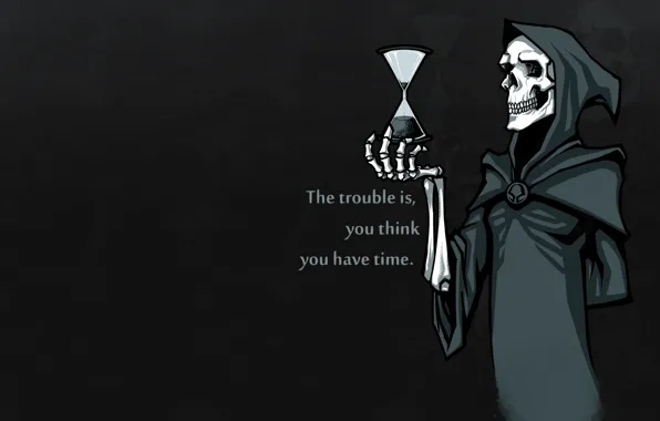 Картинка minimalism, Skull, time, black background, bones, skeleton, simple background, hoods, hourglasses