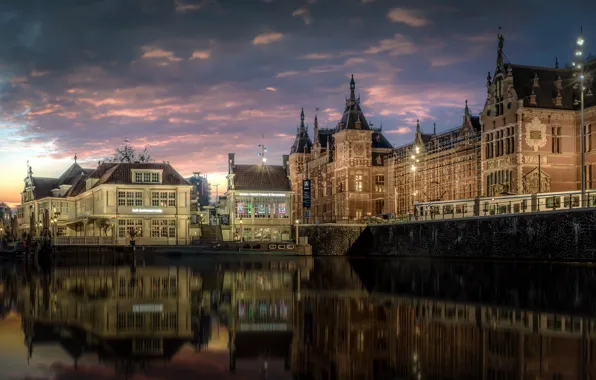Картинка вода, отражение, здания, дома, Амстердам, канал, Нидерланды, Amsterdam, Netherlands