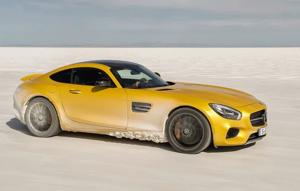Картинка Пустыня, Скорость, Мерседес, Speed, Yellow, АМГ, Desert, Mercedes AMG GT