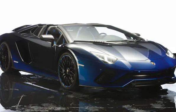 Картинка машина, вода, синий, фон, Lamborghini, автомобиль
