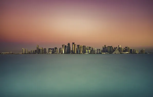 Картинка закат, город, Doha