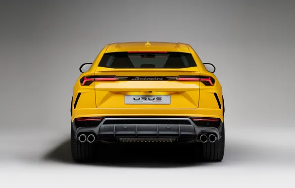 Картинка Lamborghini, вид сзади, yellow, 2018, Urus