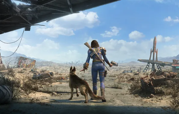 Картинка Girls, Dogs, Road, Fallout 4, Nora