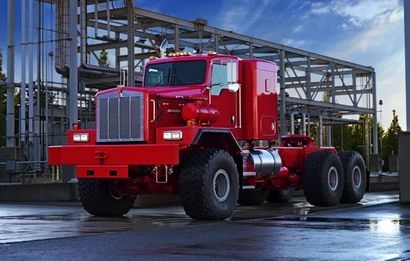Картинка красный, трубы, грузовик, конструкции, тягач, Kenworth, C500, 963