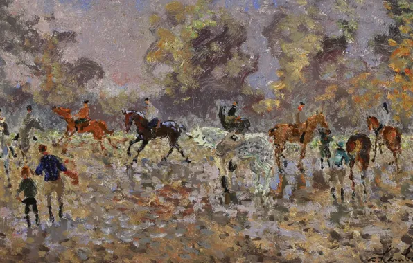 Картинка картина, лошади, Галоп, Андре Гамбург, Andre Hambourg