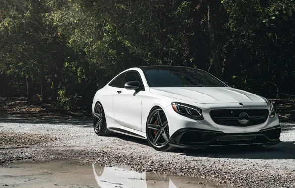 Картинка Mercedes, AMG, Water, Coupe, White, Forest, S63