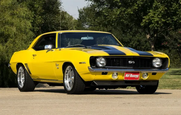 Картинка 1969, Yellow, Chevrolet Camaro, Muscle car