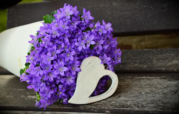 Картинка фиолетовый, цветы, дерево, букет, горшок, сердечко