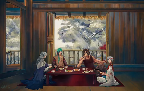 Картинка стол, люди, завтрак, семья, дворец