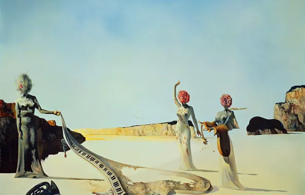 Картинка сюрреализм, картина, Сальвадор Дали, Salvador Dali, Три Молодых Сюрреалистических Женщины