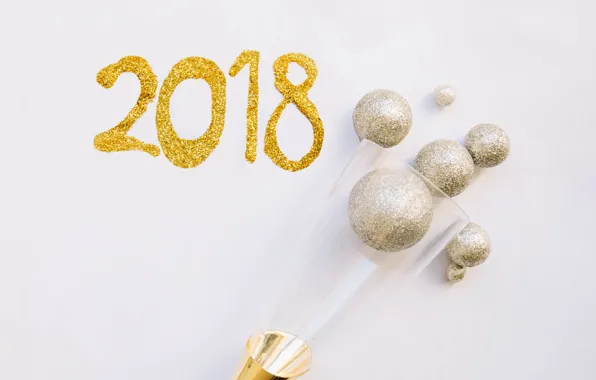 Картинка новый год, 2018, цыфры, паздник, шампвнское