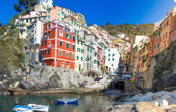 Картинка море, пляж, скалы, берег, Италия, landscape, Italy, travel, Monterosso al Mare, Liguria