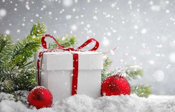 Картинка снег, Новый Год, Рождество, balls, merry christmas, gift, decoration, xmas, holiday celebration