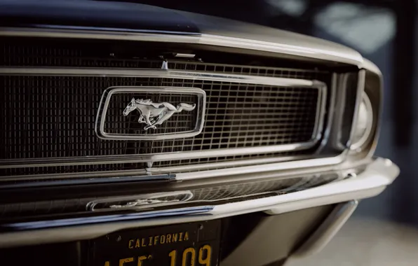 Картинка Mustang, Ford, Авто, Ретро, Машина, Форд, Решетка, Конь, Логотип, Арт, Fastback, 1968, Ford Mustang GT, …
