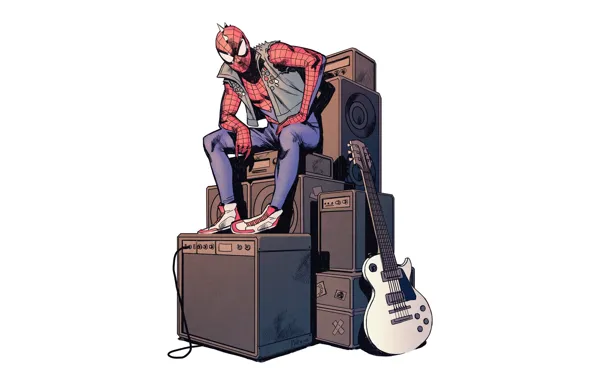 Картинка комикс, Spider-man, Marvel Comics, Человек паук, Паук Панк