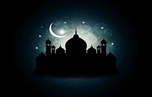 Картинка фон, черный, мечеть, ислам