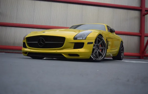 Картинка Mercedes, AMG, SLS, Yellow