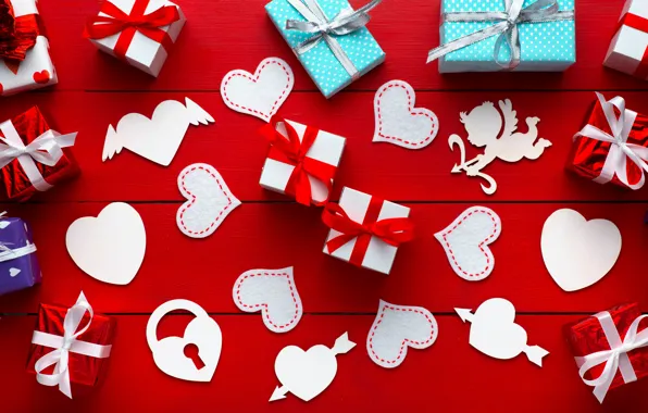 Картинка любовь, сердце, подарки, сердечки, love, happy, heart, wood, romantic, Valentine's Day, gift