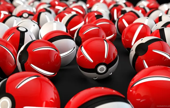 Картинка белый, красный, шар, light, red, white, сфера, светится, ball, покемон, pokemon, pokeball, покебол