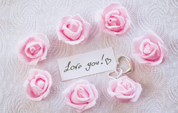 Картинка сердечки, I love you, pink, romantic, hearts, gift, roses, розовые розы
