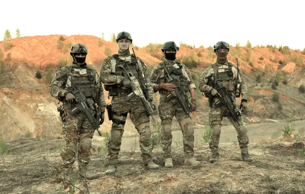 Картинка gun, pistol, soldier, weapon, man, rifle, helmet, assault rifle, uniform, seifuku, Special Forces, HK G36, …