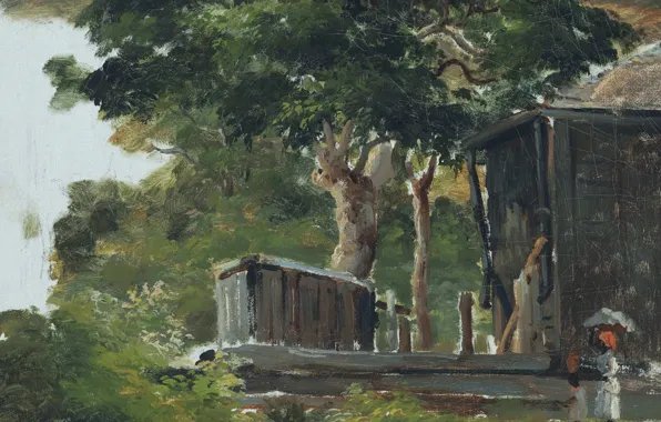Картинка картина, Антильские острова, Камиль Писсарро, Пейзаж с Домом в Лесу на Сент-Томас