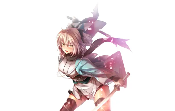 Картинка девушка, фон, меч, anime, art, fate grand order