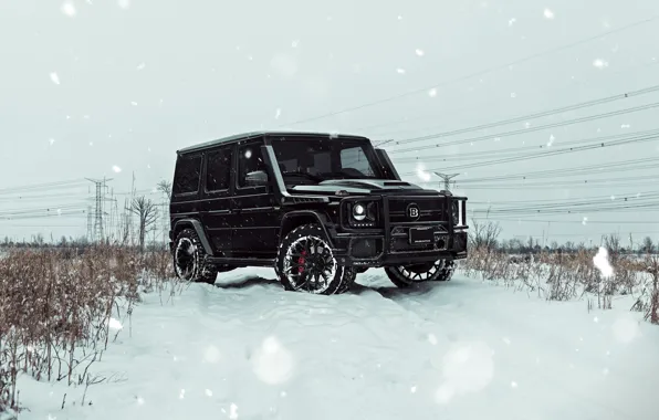 Картинка Mercedes, Winter, AMG, Black, Snow, G63
