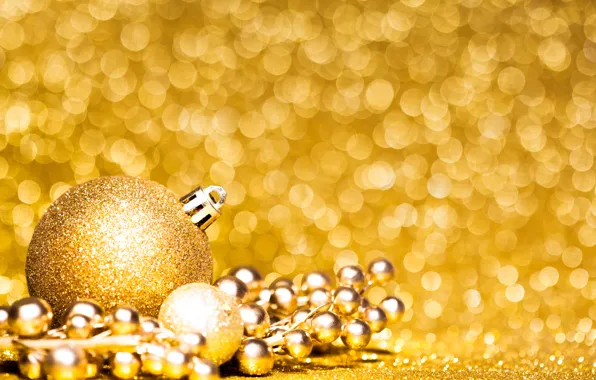 Картинка золото, игрушка, новый год, шар, бусы