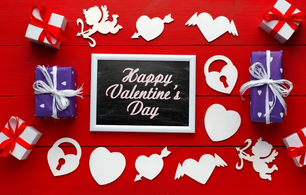 Картинка любовь, сердце, подарки, сердечки, love, happy, heart, wood, romantic, Valentine's Day, gift